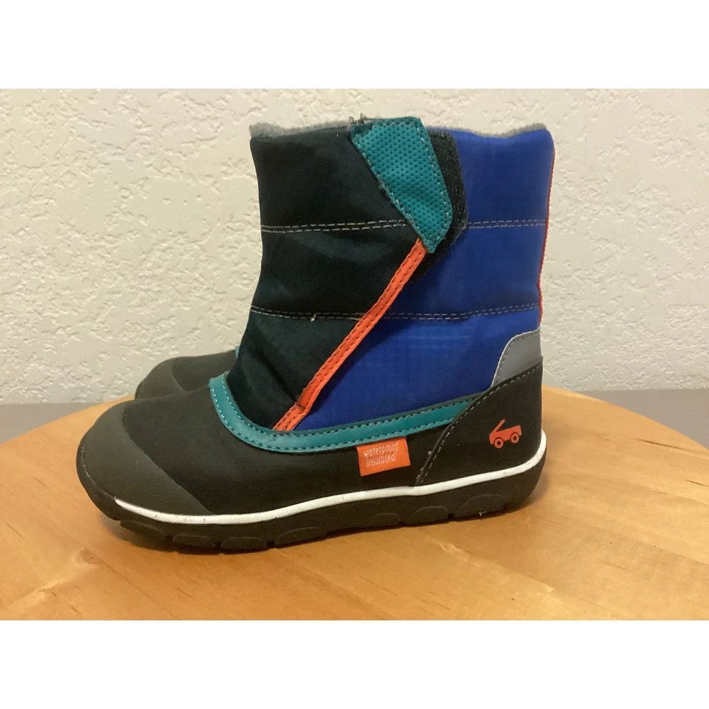 See Kai‎ Run Sam Waterproof Insulated Snow Boots Blue Black Kids Size 12